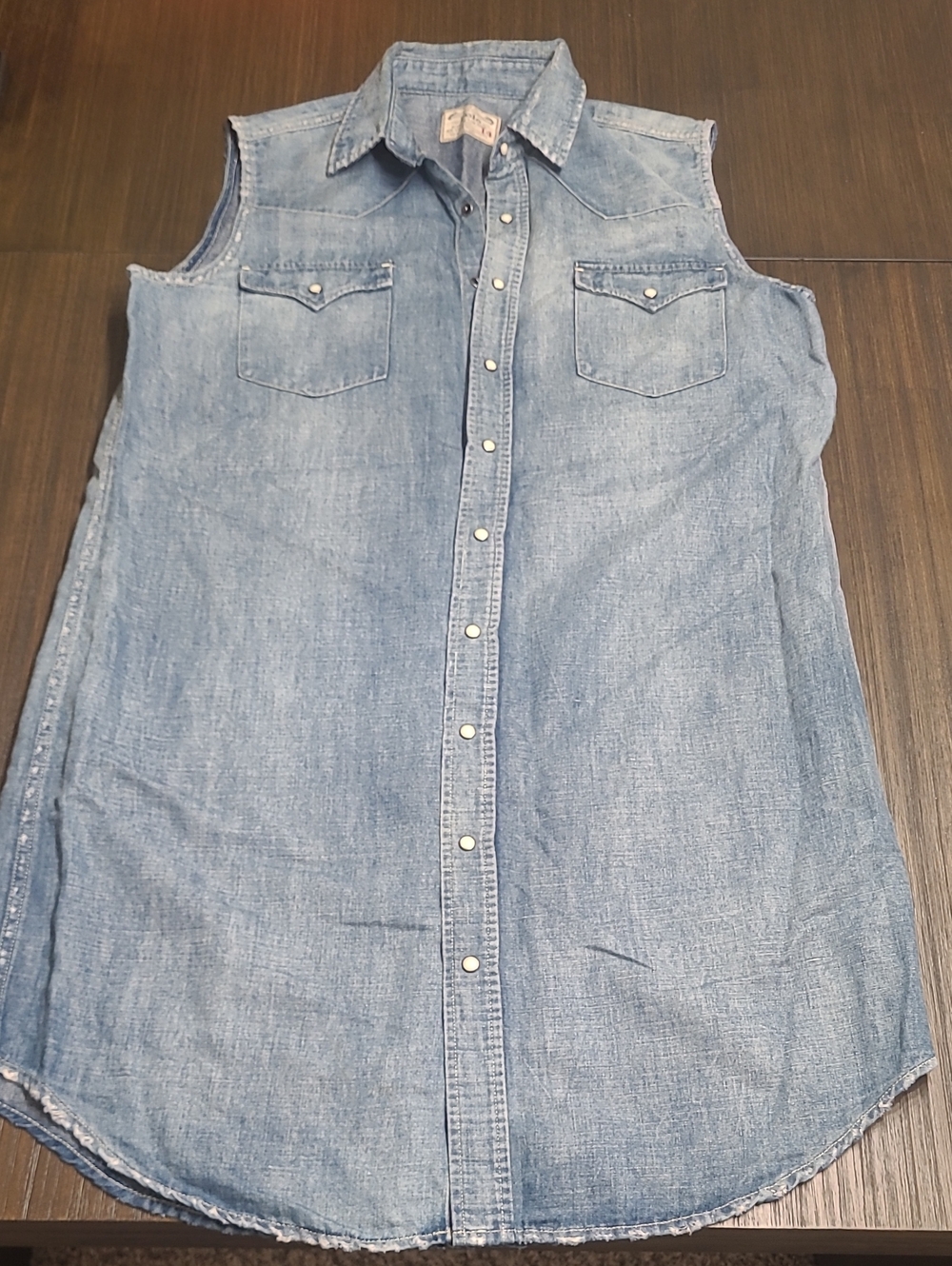 Ralph Lauren Sleeveless Light Blue Denim Shirt Dress - Casual Button-Front